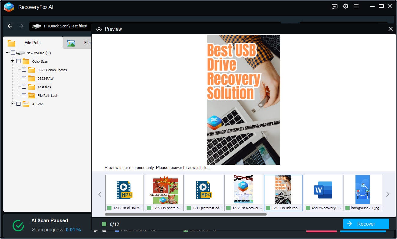 Recover your files to a different disk