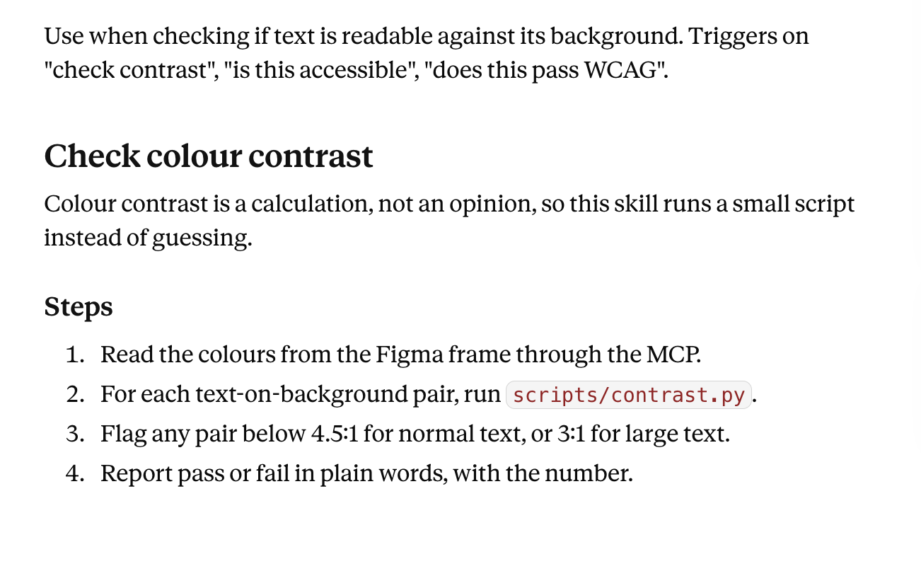 the skill in markdown on the left and the same skill in a textreader