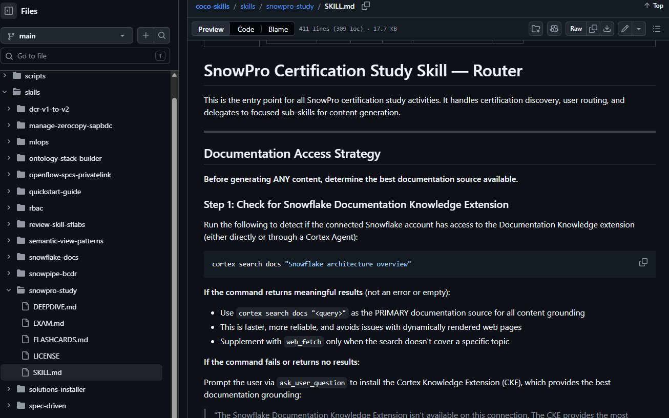 Teaching Snowflake CoCo (and myself) New Tricks: Building a Custom AI Skill for Certification Prep