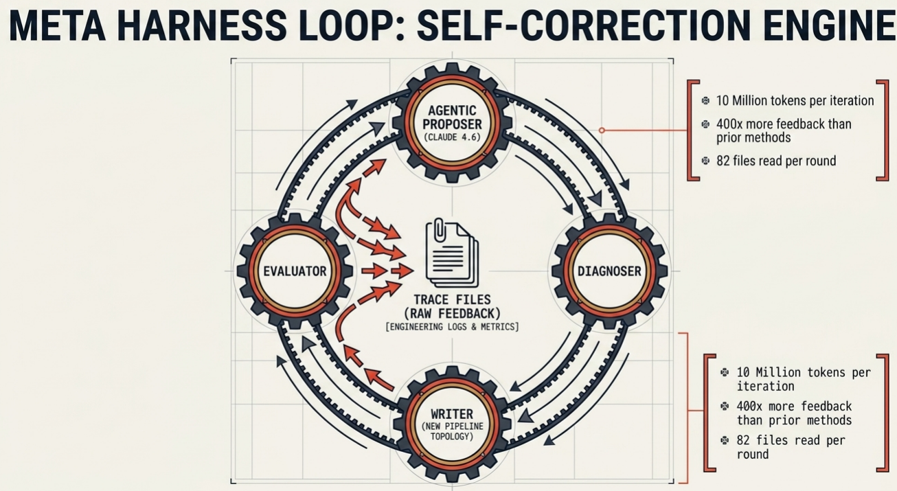 Meta Harness Loop: A self-correction engine that rewrites pipeline topology based on raw trace feedback