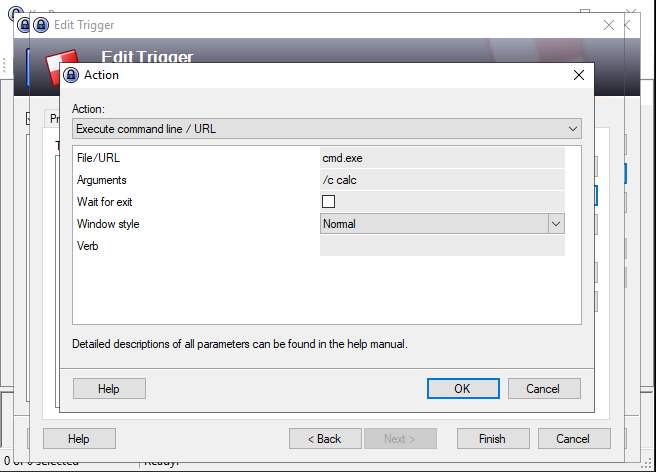 How to run a command in cmd.exe off of a trigger