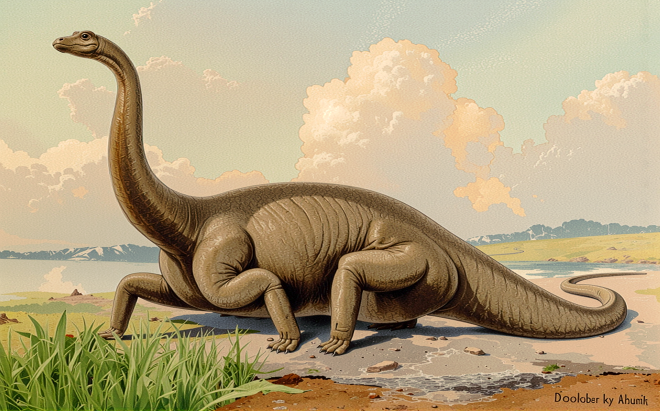 Early illustration of a dinosaur by Heirch Harder (image: Wikimedia Commons)
