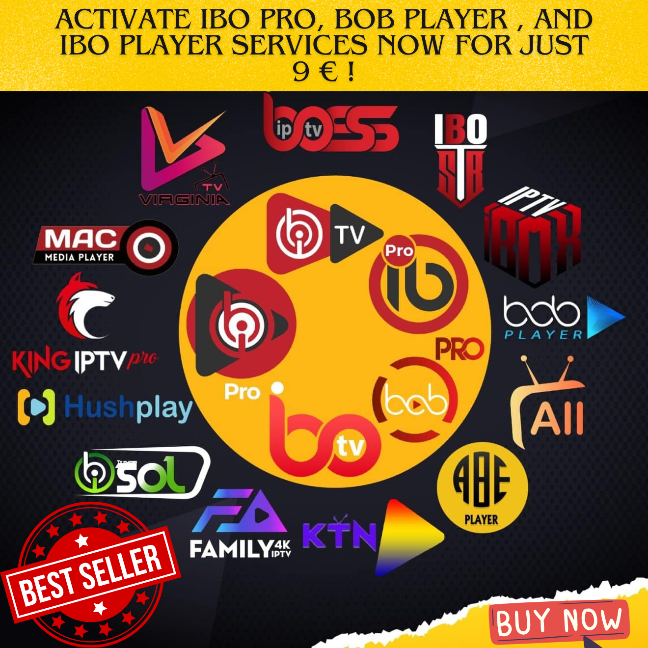 Activate IBO Pro, BOB Player, and IBO Player Services Now for Just 9 €!