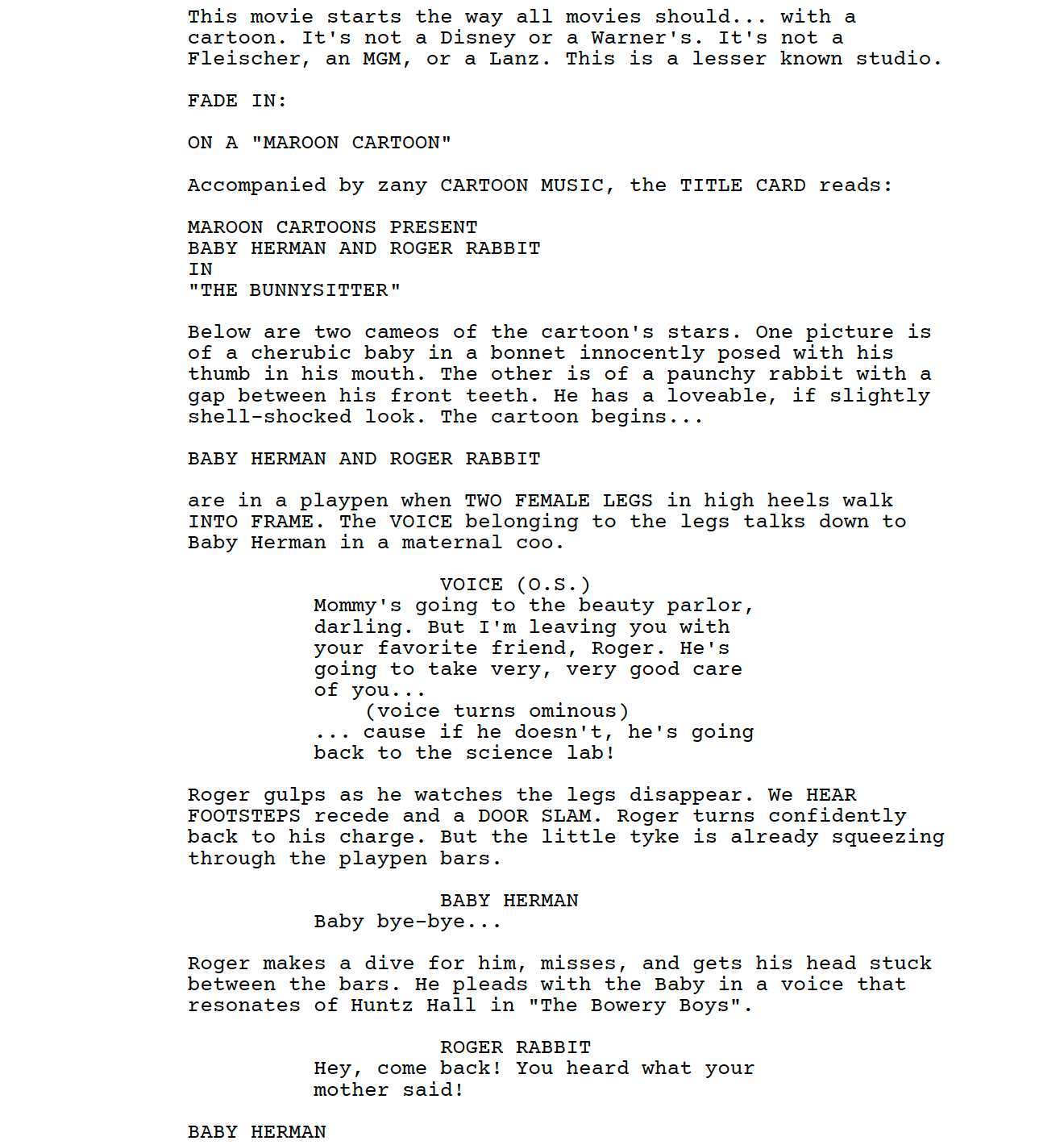 Page One: “Who Framed Roger Rabbit” (1988)