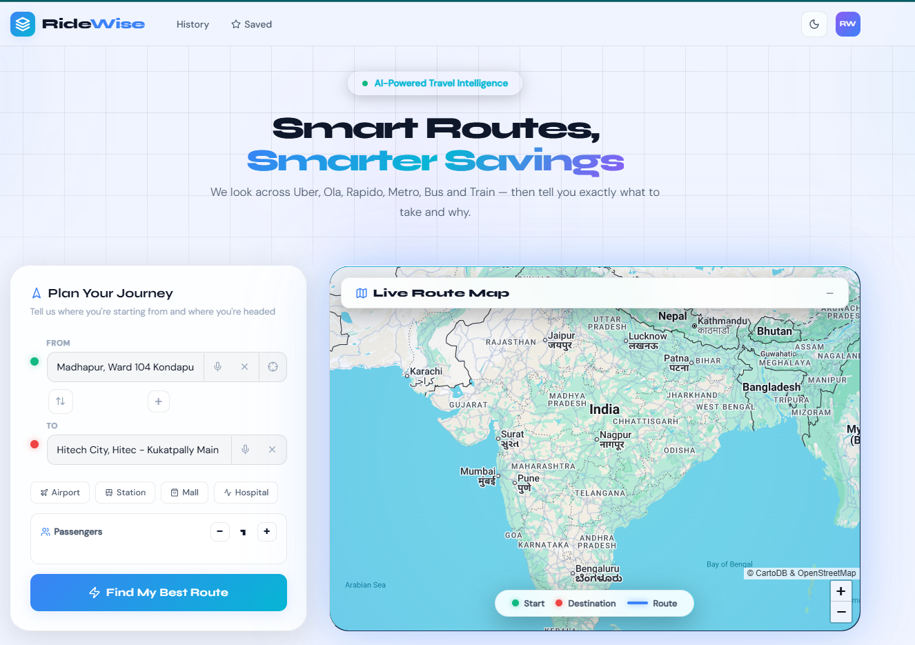 RideWise — AI-Based Smart Multi-Modal Travel Optimization System