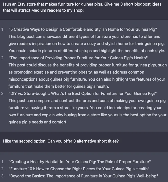 chat GPT newsletter example