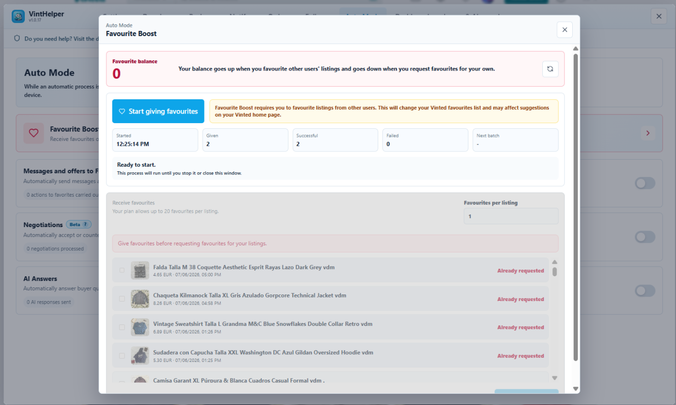 Vinted Favourite Boost: get more favourites on your listings | VintHelper