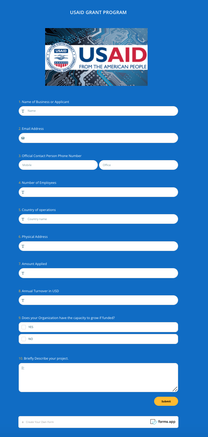 HOAX: This form guiding people on applying for USAID grants is a 