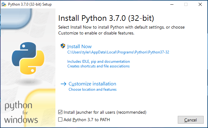 How to install python 3.7 on windows 10 PC , The non-developer version. |  by Tyler Garrett | Medium