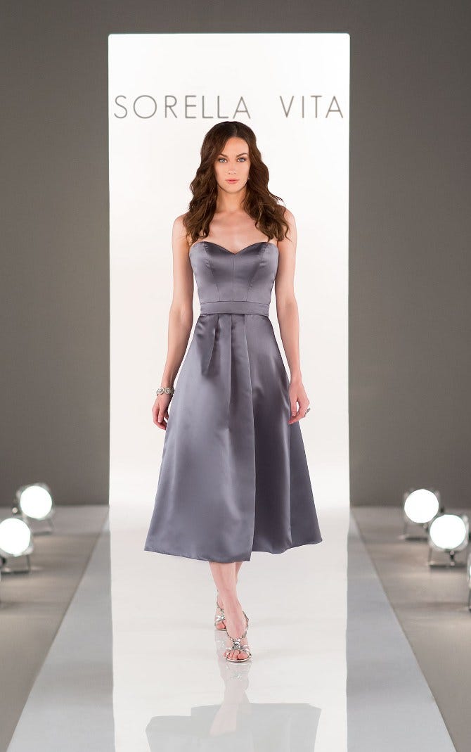 short or long bridesmaid dresses A-line V-neck Short Sleeves Split Long Bridesmaid Dresses With Pleats, –  MarryLover main image 1