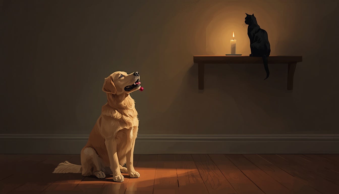 The Golden Retriever and the Black Cat: A Love Theory That Forgot to Mention the Hunger
