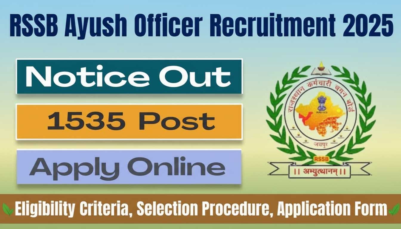 RSSB Aayush Officer Recruitment 2025 — Apply Online for 1535 Posts
