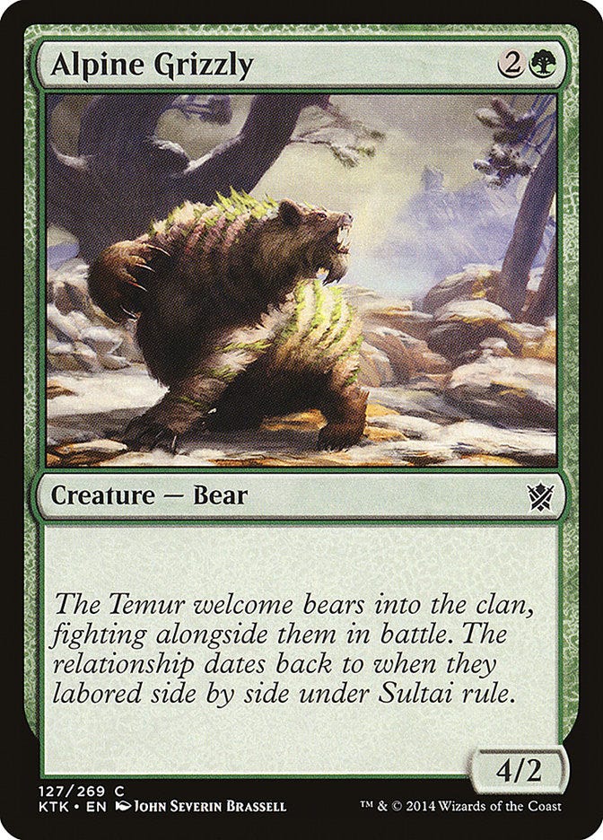 mtg cards with bears in the art Magic Gathering - Grizzly choose one Put two +1/+1 counters on target Bear Magic The Gathering Beta Single