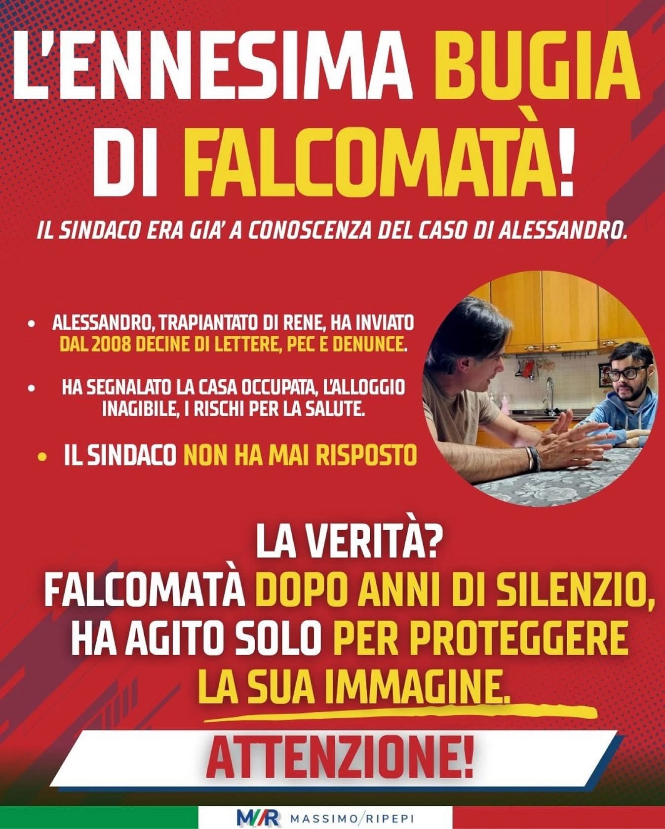 L’ENNESIMA BUGIA DI FALCOMATA’  sulla storia di Alessandro Giordano (Reggio Calabria)