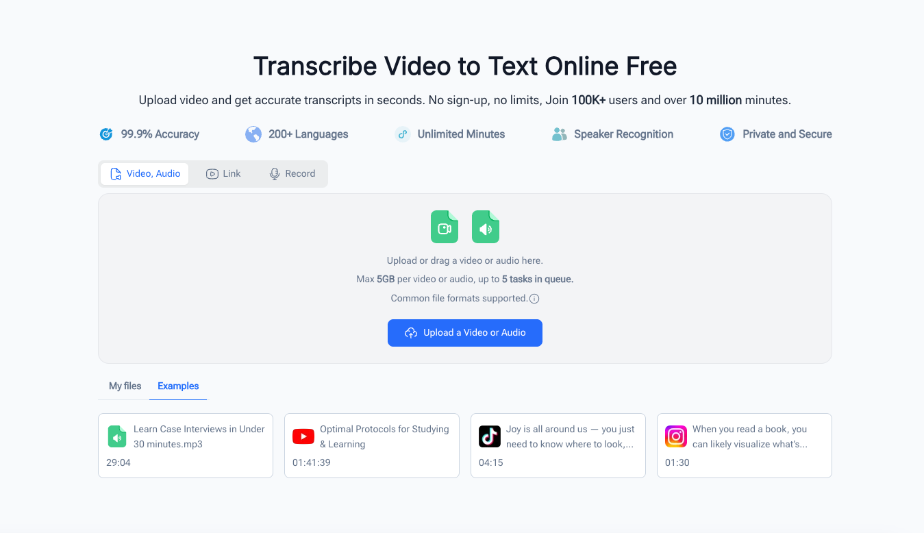 Transcribe Video to Text Online Free