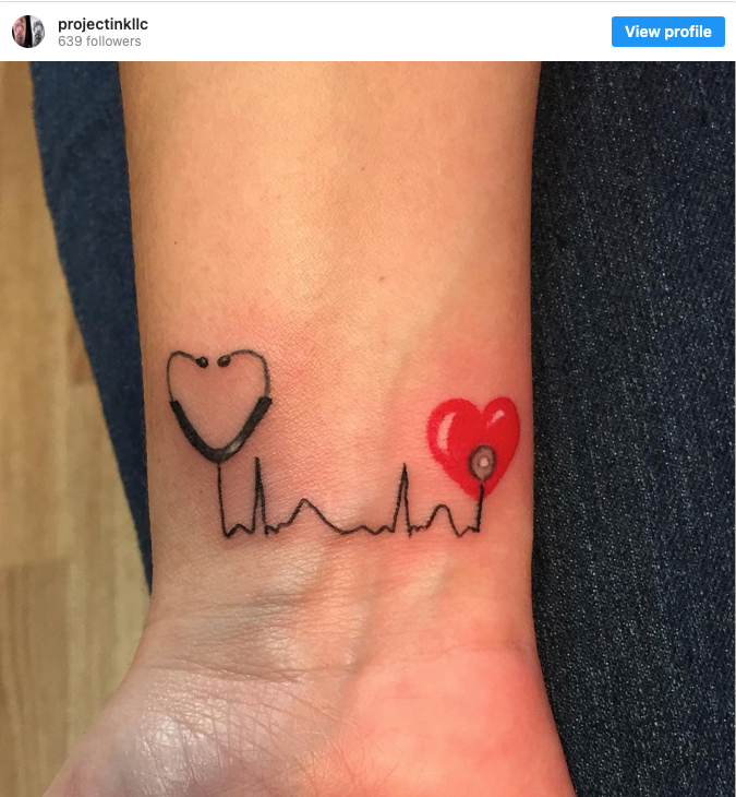 Nurse Tattoos HeartShaped Stethoscope  29 Nurse Tattoos That Are Both  Badass and Sweet  POPSUGAR Beauty