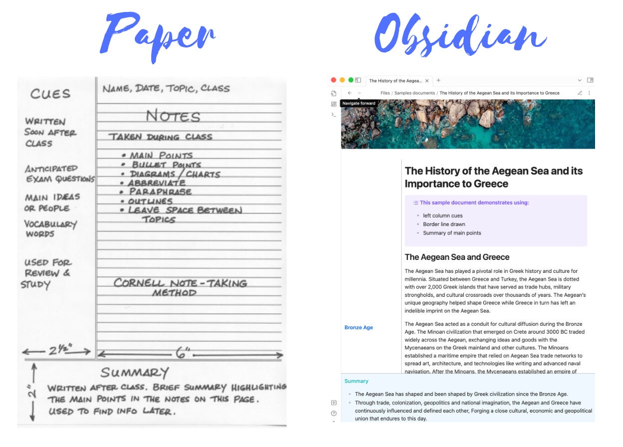 From Paper to Pixel: Mastering the Cornell Note-Taking Method in the  Digital Age | by TfTHacker | Obsidian Observer | Medium