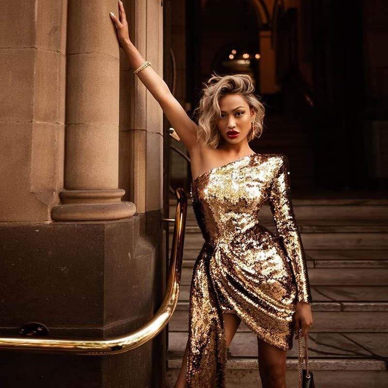 gold sequin sparkle dress