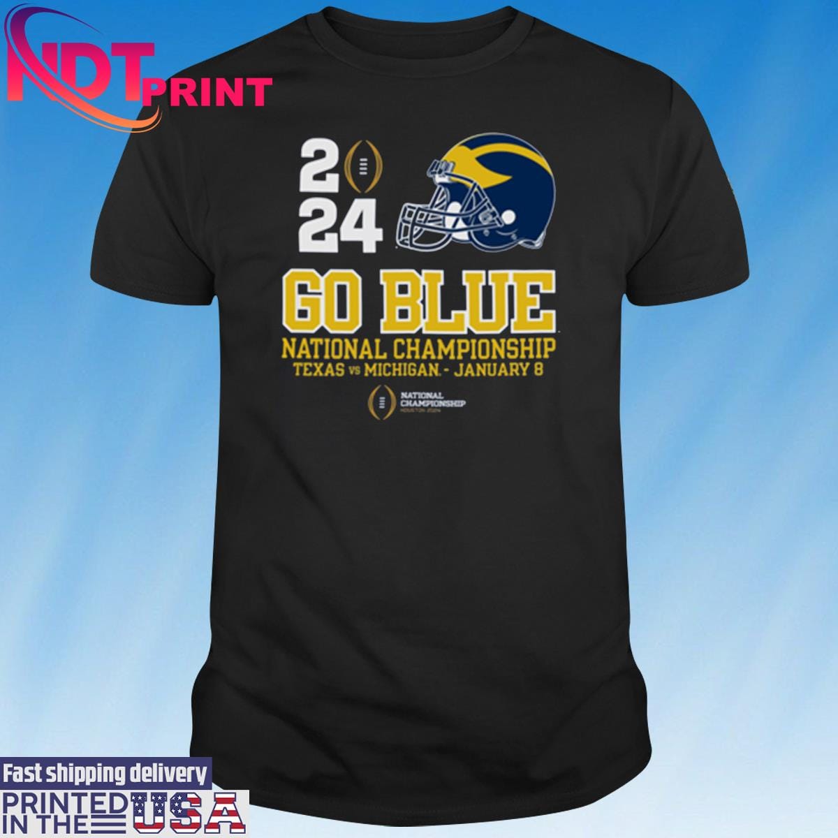 Michigan Wolverines Team Name 2024 Rose Bowl Game Champions Go Blue shirt NDT Print Medium