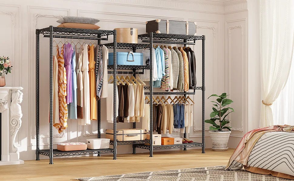 Raybee Freestanding Closet Organizer Heavy Duty with Wooden