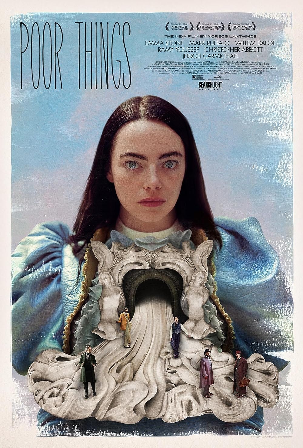 A poster for the movie Poor Things featuring Emma Stone