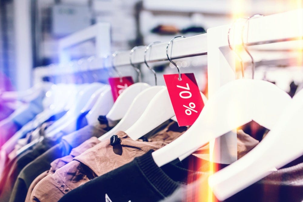 Discount in branded clothes shop