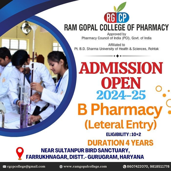 Delhi call now 9818511778 lateral entry B Pharmacy Admission 20242025