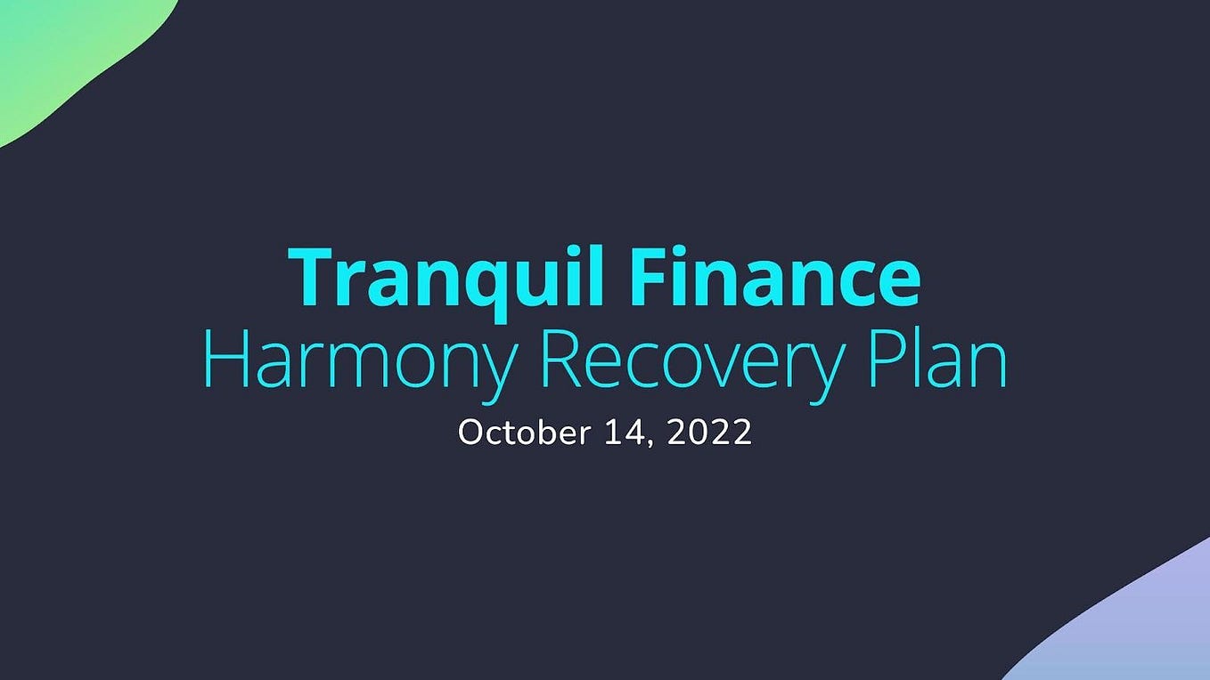 Harmony Recovery Plan