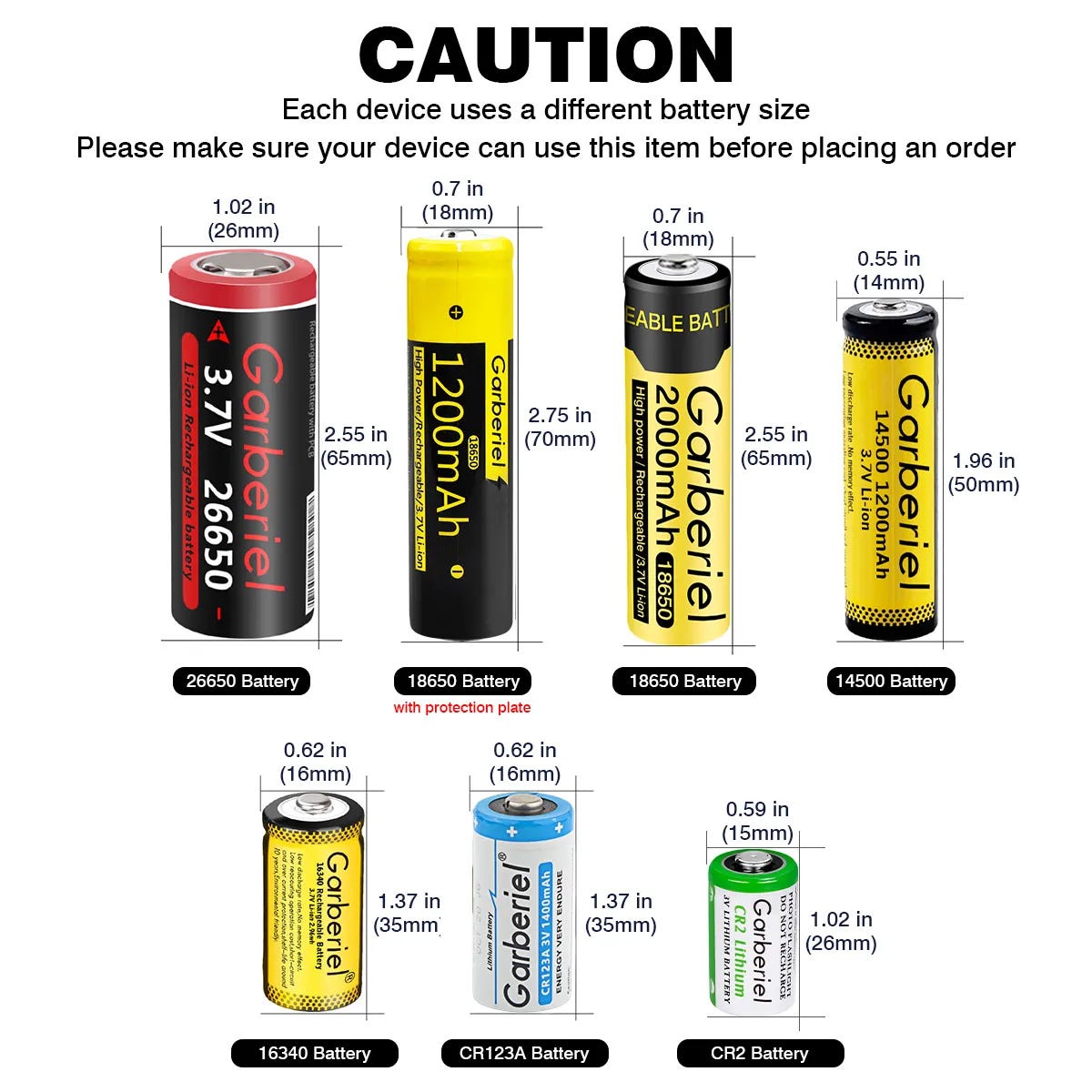 Garberiel 3.7V 3000mAh 18650 Rechargeable Li ion Battery 1PC by
