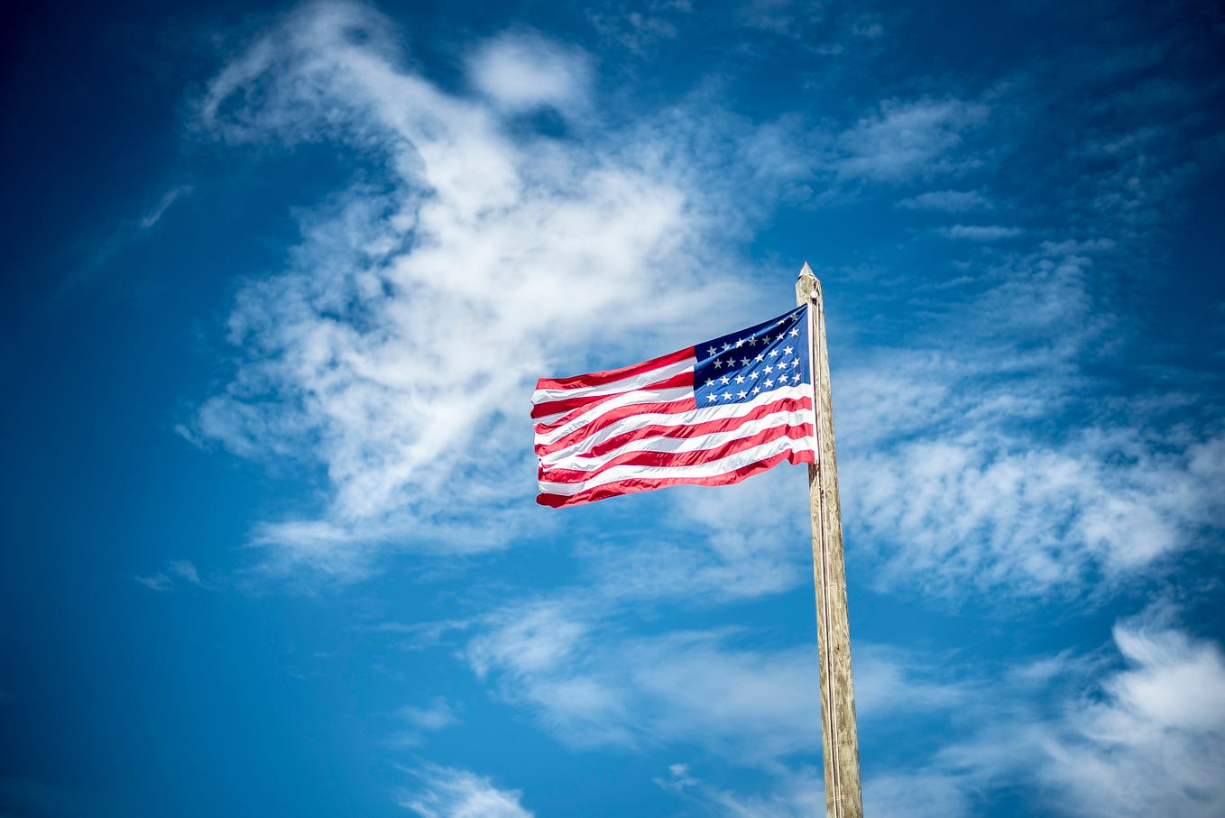 Red, White, Blue — the American flag represents Freedom and Independence