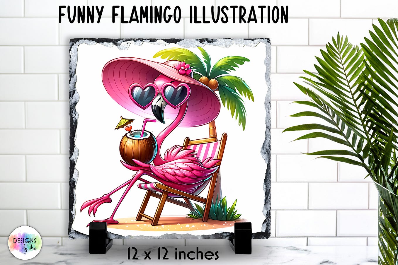 Funny Flamingo on the Beach Illustration (Printable Illustrations) | by ...