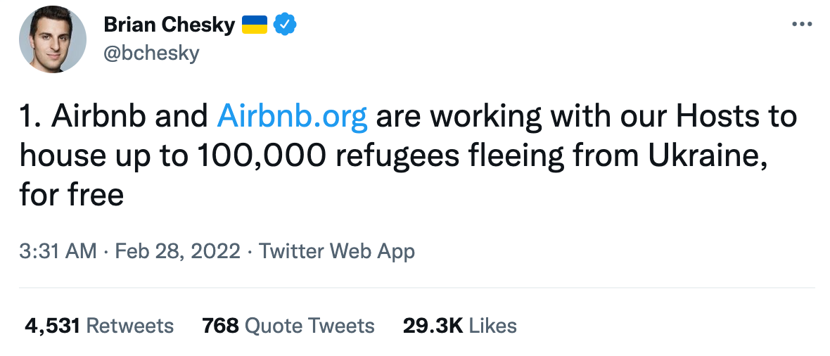 How Airbnb is providing Ukrainian refugees with free housing