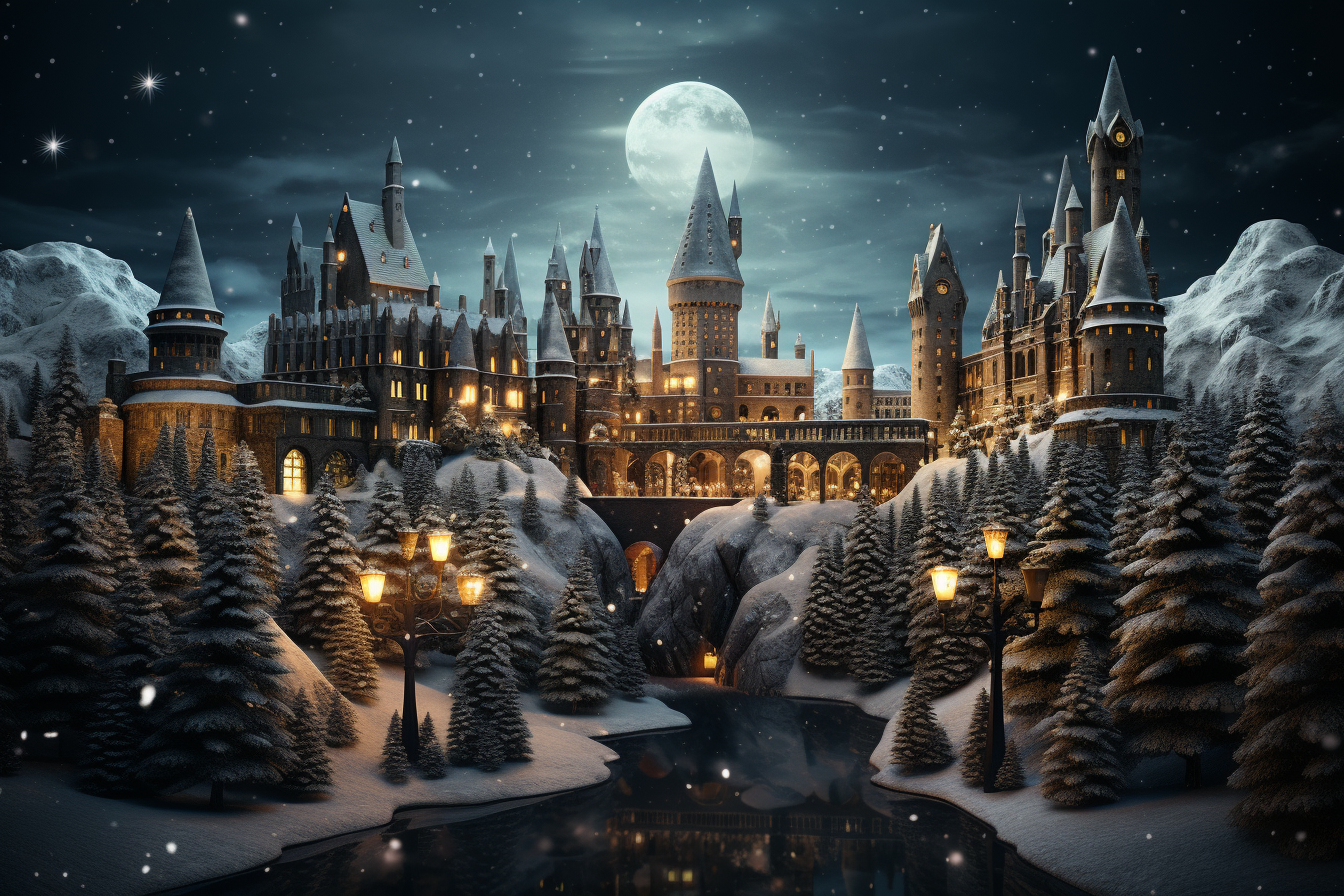 Canvas print Harry Potter - Hogwarts full moon