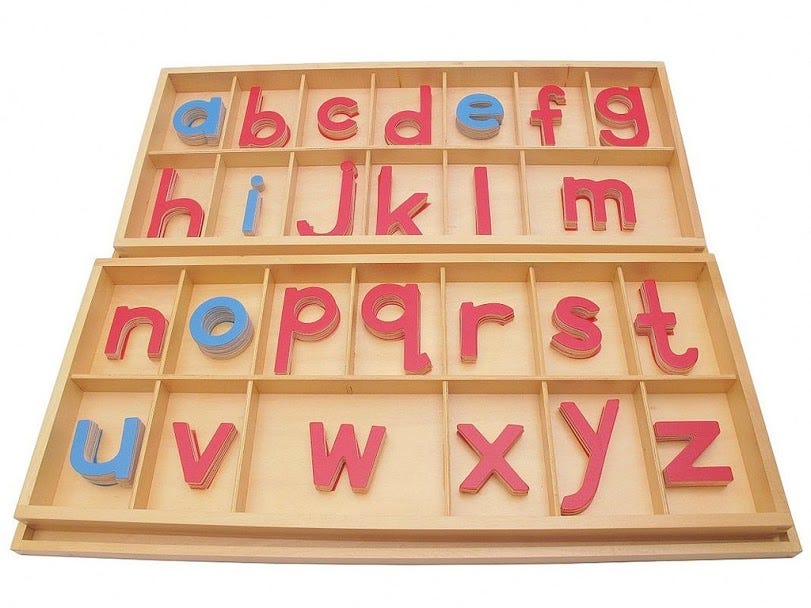 The Large Moveable Alphabet. The child combines the individual…, by  Roberta Frosolini, Via Montessori