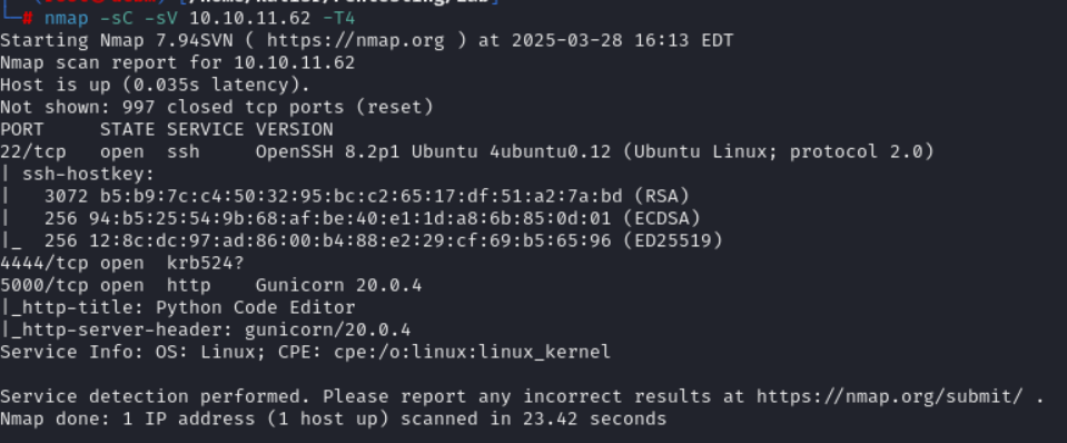 Planning First conducted an nmap - 0*kdY9OaBU40iUGESN