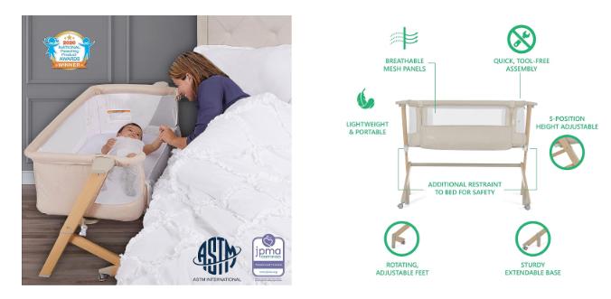  AMKE 3 in 1 Baby Bassinets,All-mesh Bedside Sleeper