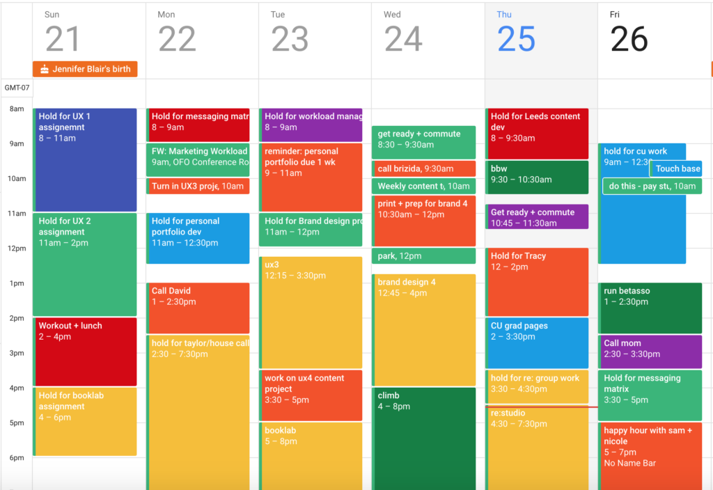 Color Code Your Calendar, Already