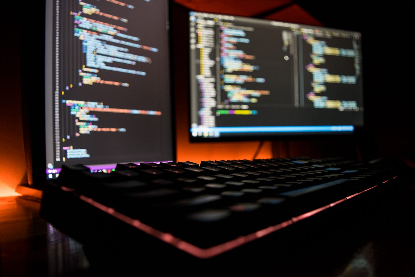 Code on desktop computer