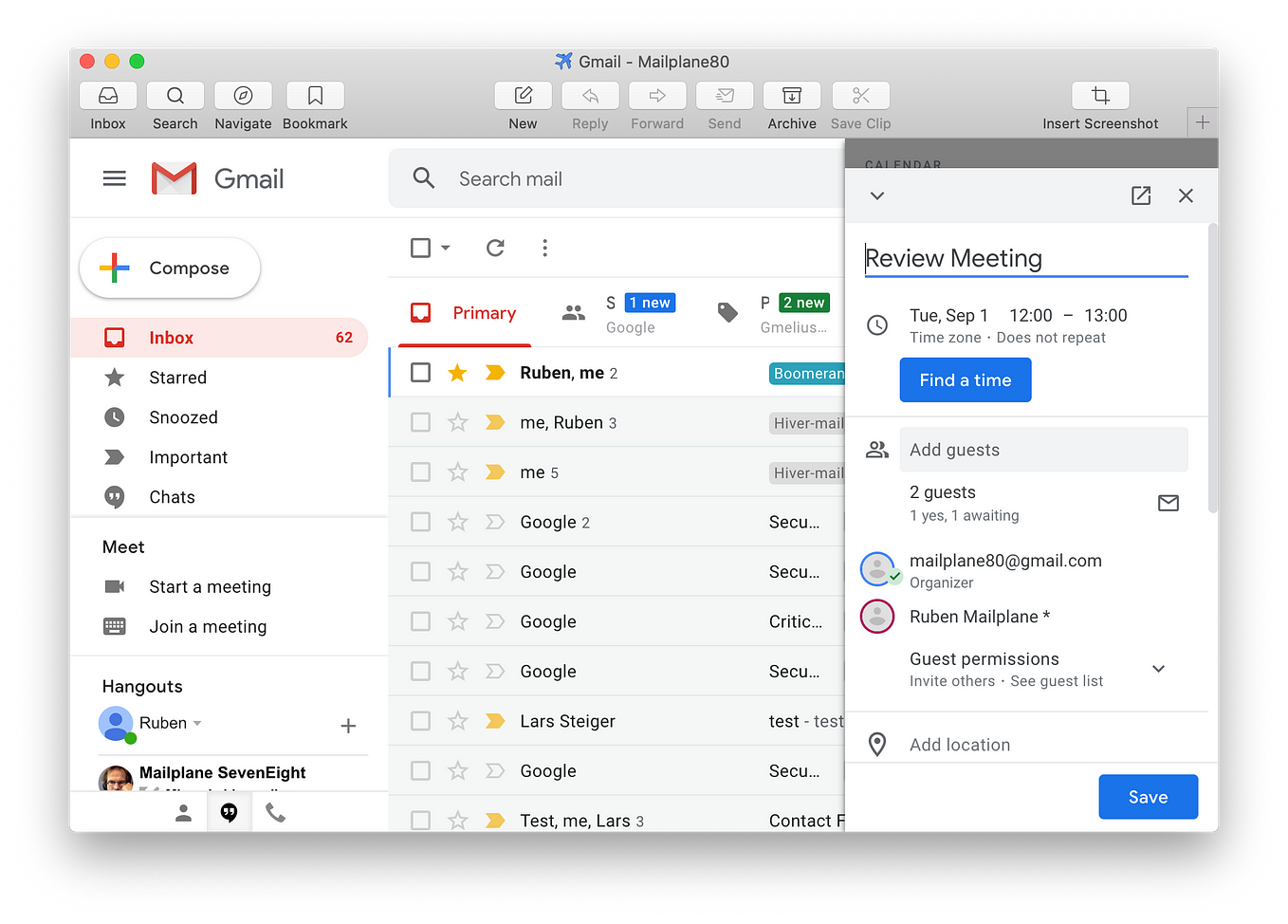 Google Calendar Propose a new meeting time by Mailplane Medium
