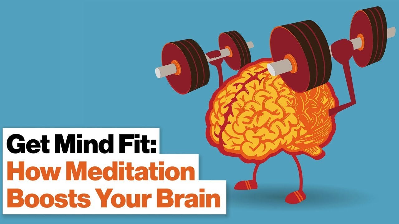 Meditation is like a brain gym, where you mind learns to get stronger. Brain lifting weights.