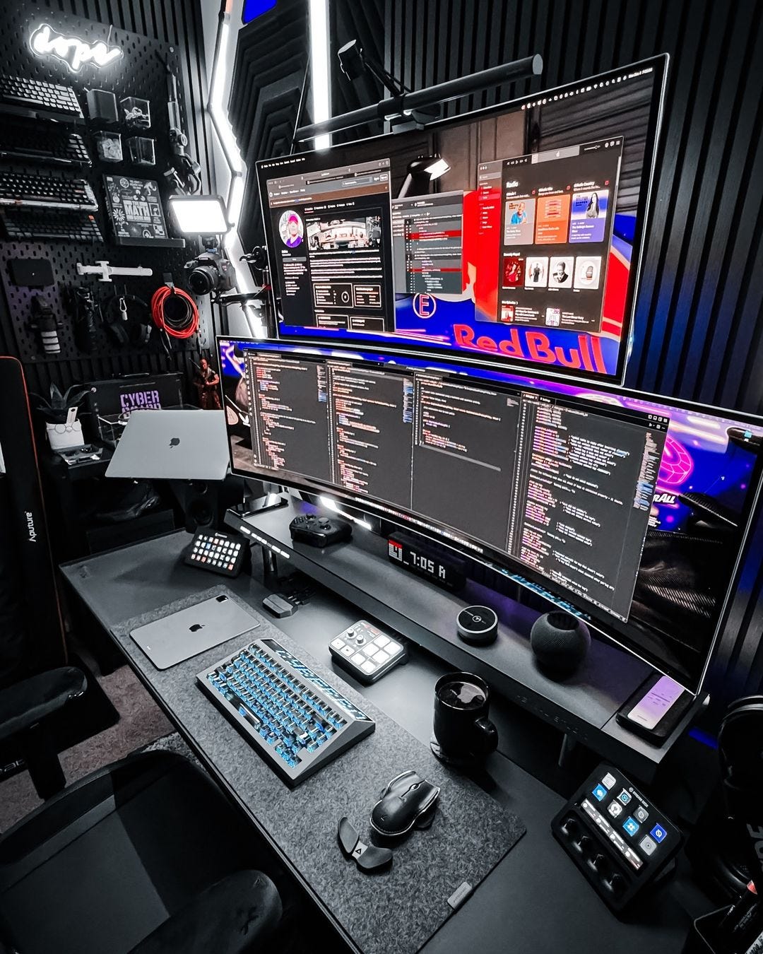 This workstation (Hexcal Studio) offers a clever way to organize and power your deskspace by