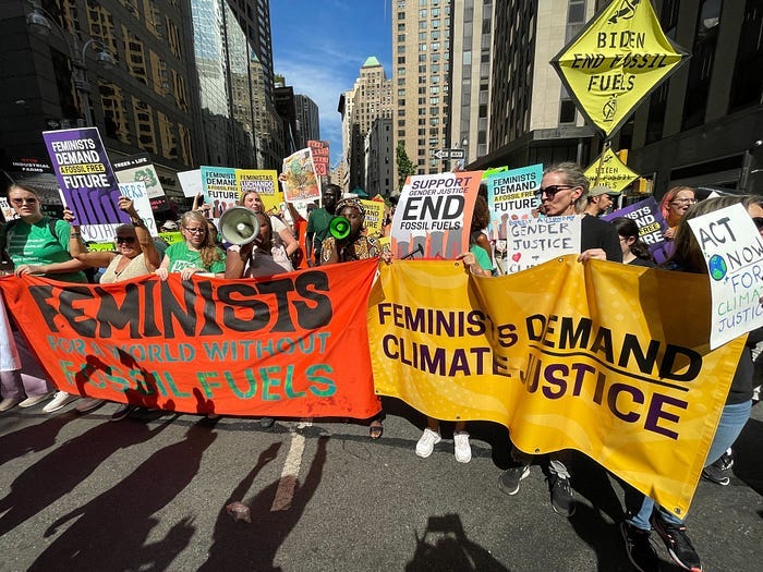 Activists with “Feminists Demand Climate Justice” at the March to End Fossil Fuels