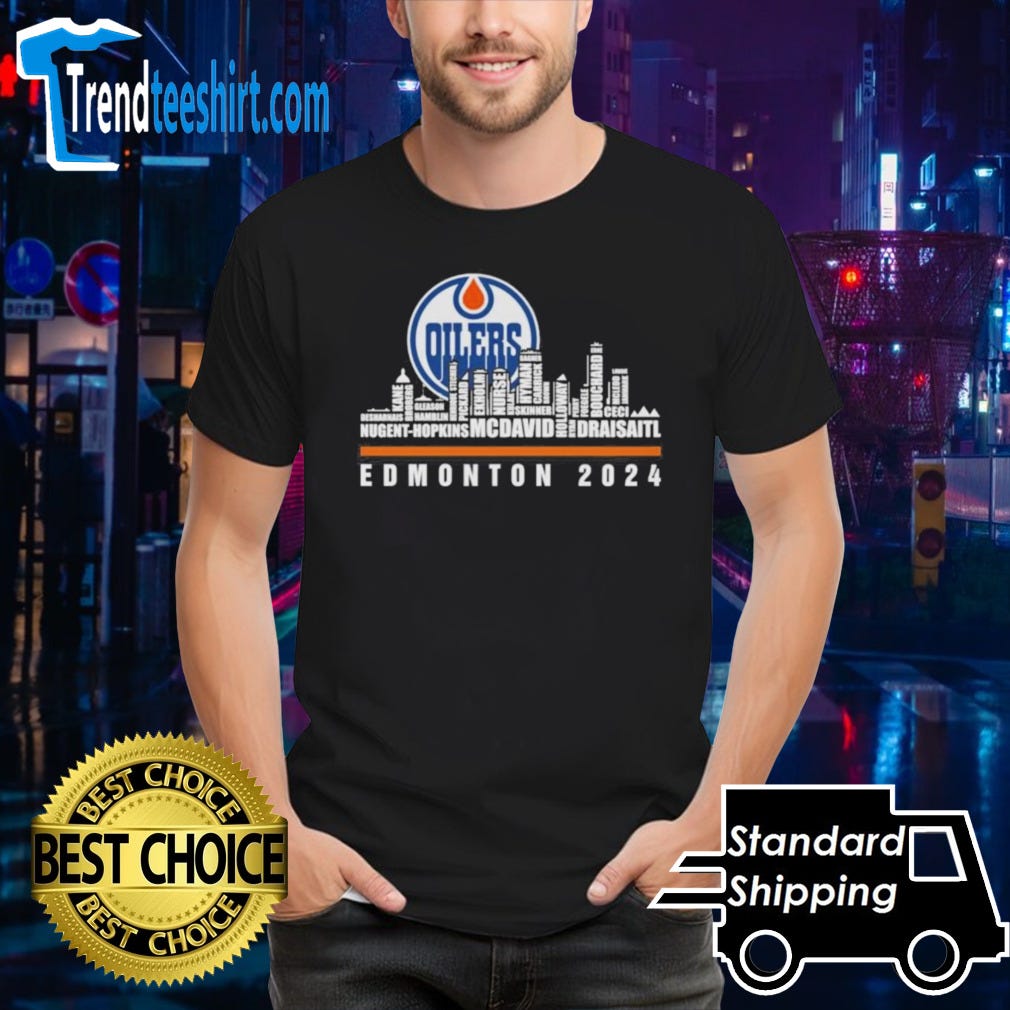 T-shirt NHL Edmonton Oilers Homme – 3XL – Gris Heather & Orange – Fanatics – Officiel