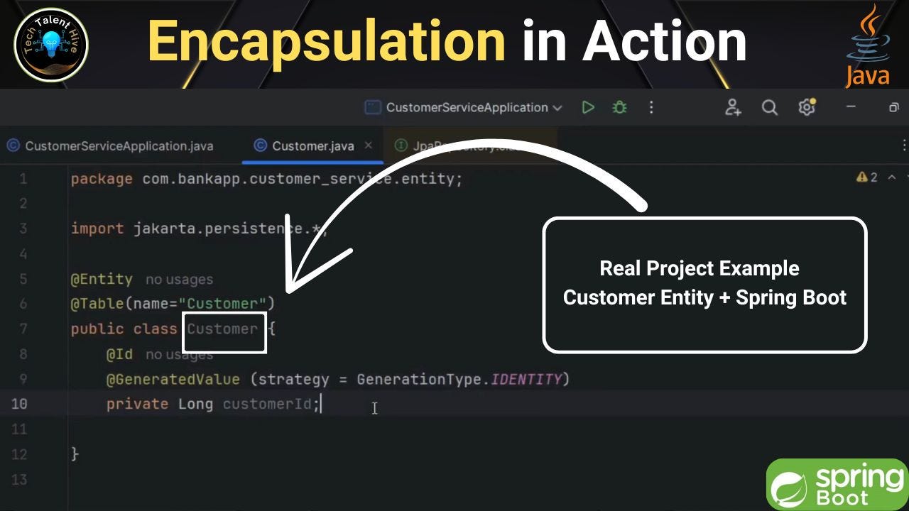🔐 Encapsulation in Java: Real-Life Example Project Using Customer ...
