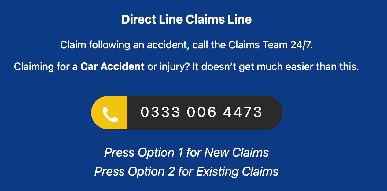 Providing Support with LV Claims Number and Accident Helpline by