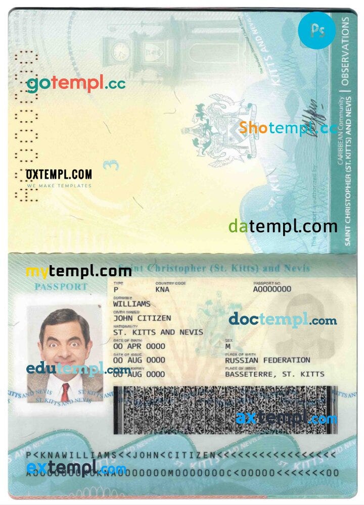 Senegalese passport example in PSD format, fully editable - Intempl ...