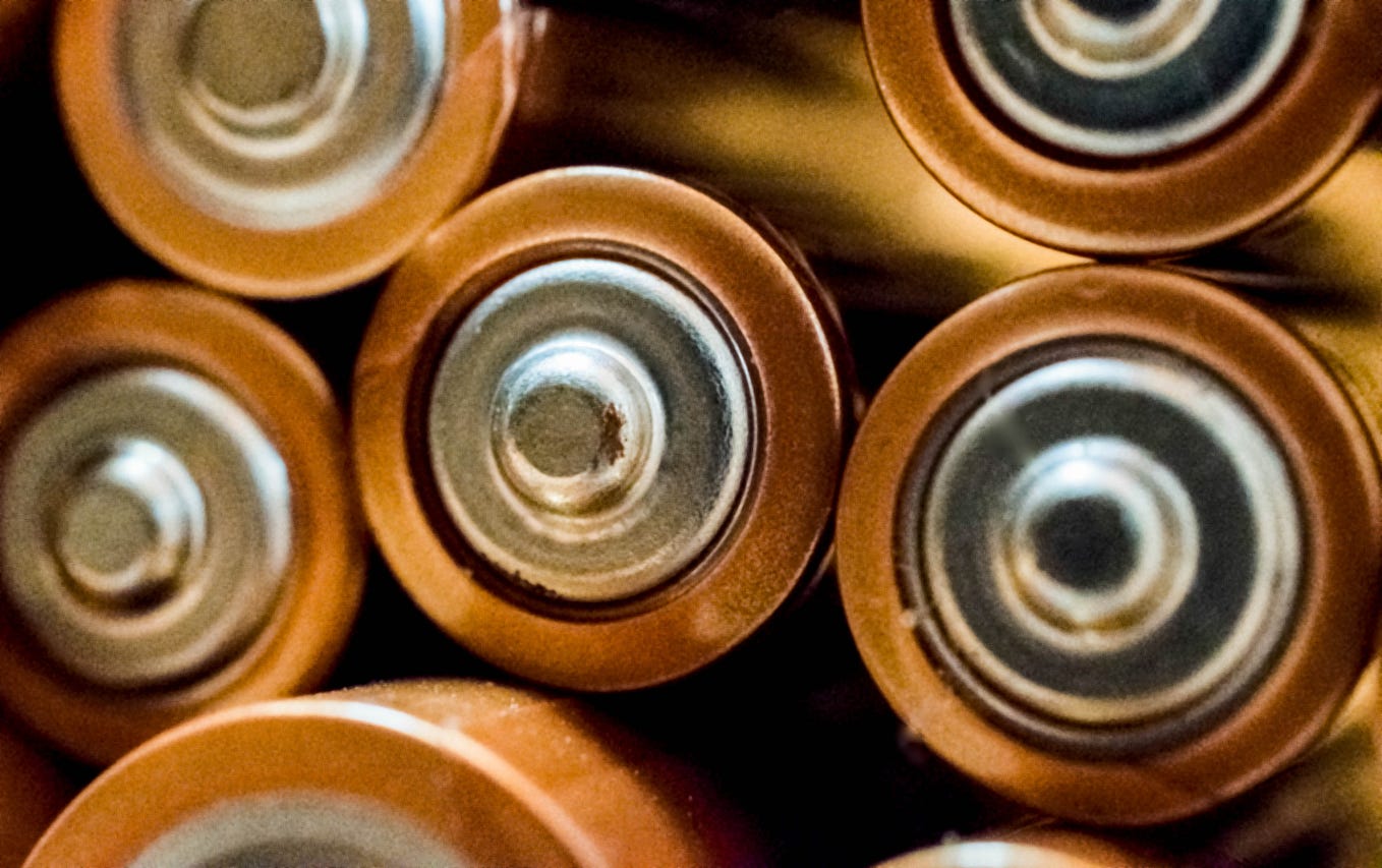 Batteries in a pile