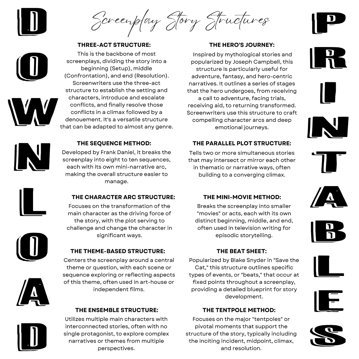 16 Screenplay Story Structures — with Download Printables