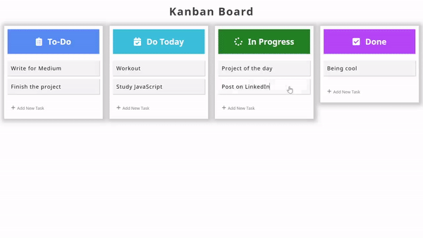 demo of Virtual Kanban Board project